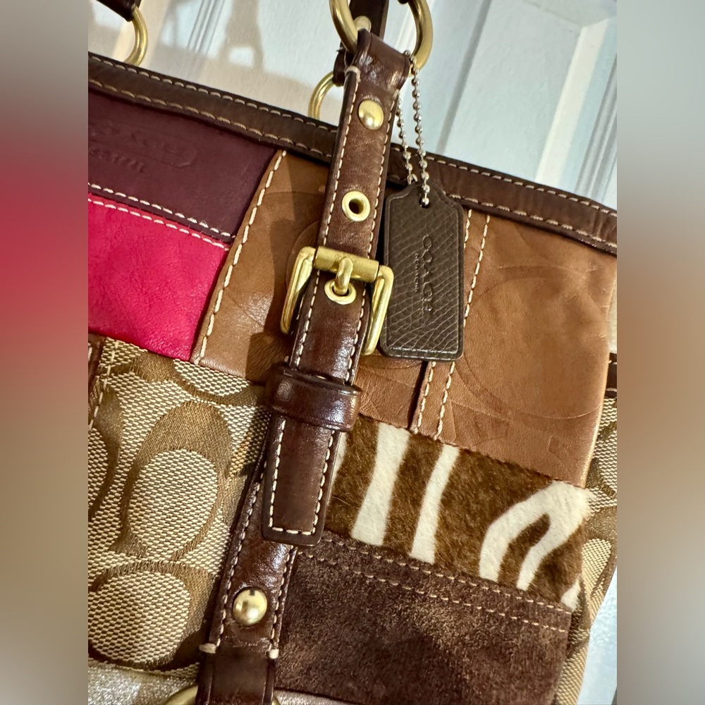 Vintage 2006 Coach Eva Patchwork Leather Tote Shoulder Bag Rare - Picture 2 of 16